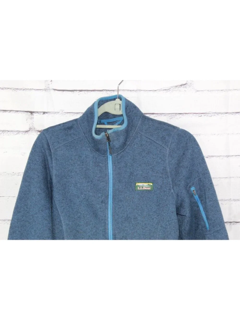 LL Bean Womens Sweater Fleece Full Zip Jacket Navy Everyday Casual Outdoor L Pet - Picture 4 of 11